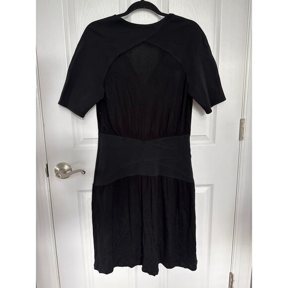 THAKOON black bandage short sleeved midi V neck dress 10 - Picture 15 of 16